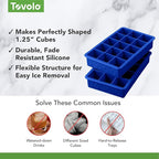 Tovolo Perfect Ice Mold Freezer Tray of 1.25-Inch Cubes for Whiskey, Bourbon, Spirits & Liquor, BPA-Free Silicone, Fade Resistant, Set of 2, Stratus Blue