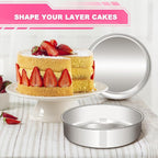 6 Inch Cake Pan Set of 2, Stainless Steel Round Layer Cake Baking Pans Tins, Non-Toxic & Healthy, Leak-proof & Easy Clean & Dishwasher Safe