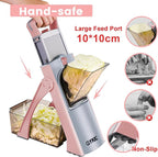 Upgrade Safe Mandoline Slicer for Kitchen, Chopper Vegetable Cutter, Potato Slicer Thickness Adjuster, French Fry Cutter, Veggie Dicer Faster Kitchen Mandolin for Meal Prep (Pink)