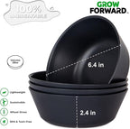 Grow Forward Premium Wheat Straw Plates and Bowls Sets - 8-Piece Wheat Straw Dinnerware Sets - Unbreakable & Reusable Microwave Safe Plastic Dinner Plates for Outdoors, RV, Camping Dishes - Midnight