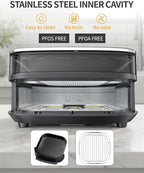 Extra Large Air Fryer,11-IN-1 6 QT 450F Air Fryer with Superior Airflow, Dual Heat Source Technology, Smart Digital Wide Fryer with Basket, Fits a 12" Pizza or 33 Chicken Wings