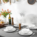 Webbylee Melamine Dessert Plates Set of 6-7.5" Serving Durable Dishes Perfect for Kitchen Outdoor Use,Durable Small Plates for Salad-White & Grey