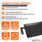 Carbon Steel Griddle for Induction Griddle, Gas Grill, Stove Top, Electric, Oven - 24" x 10" Professional Cookware for Cooktop, Double Burner NonStick Griddle Pan