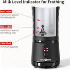 Paris Rhône Milk Frother, 4-in-1 Milk Steamer and Frother, Hot & Cold Foam Milk Warmer with Temperature Control, Auto Shut-Off Frothers for Coffee, Latte, Cappuccino, Macchiato