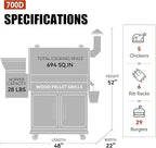 Z GRILLS Wood Pellet Grill Smoker with PID Control, Rain Cover, 700 sq. in Cooking Area for Outdoor BBQ, Smoke, Bake and Roast, 700D