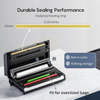 Fully Automatic Vacuum Sealer, 95Kpa Powerful Food Vacuum Sealer Machine, Auto Dry-Wet Detection | Bag Cutter | 2 Rolls Bags & 100 Pcs Precut Bags | Effortless Operation, Silver - Black
