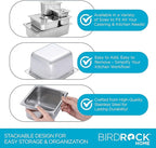 BIRDROCK HOME Stainless Steel Steam Table Pan - Hotel, Restaurant & Catering Supplies - 24 Gauge Steel, 1.8 qt Capacity - Meal Prep, Cooking, & Food Storage Container - 4" Depth, 1/6-Size (6 Pack)