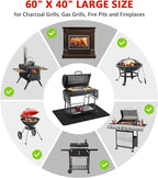 60 x 40 inch Under Grill Mats for Outdoor Grill, Double-Sided Fireproof Deck and Patio Protector Mat, Waterproof Oil-Proof BBQ Floor Pad Indoor Fire Pit Fireplace Mat