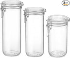 Bormioli Rocco Fido Cylinder Airtight Glass Canister (25.25 oz, 33.75 oz, 46 oz), BPA-Free Ingredient Storage Jar - Ideal for Fermentation, Pantry Organization Essentials, Canning - Dishwasher Safe
