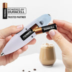 Zulay Kitchen Tornado Whisk Milk Frother with 4 AA Duracell Batteries - Triple Whisk for More Power - Handheld Coffee Frother with Stand - Drink Mixer for Lattes, Matcha & Protein Shakes