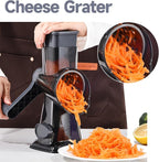 Rotary Cheese Grater with Handle Kitchen Shredder Slicer Grater Slicer Ice Shaver Cheese Vegetable Nuts Potato Zucchini Chocolate 3 Interchangeable Blades (Grey TSP)