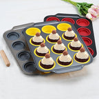 Silicone Muffin Pan, 12 Cups Cupcake Pans with Metal Frame Nonstick Muffin Tins Easy to Pop Out for Baking Cupcake Egg Bites BPA-free Cupcake Pan Mold (12 Cups Yellow)