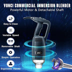 VONCI 500W Commercial Immersion Blender, 16" SUS 304 Removable Shaft, Heavy Duty Power Hand Mixer with Variable Speed 6000-20000RPM, Professional Electric Stick Blender for Restaurant Kitchen Use.