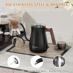 Gooseneck Electric Kettle with Thermometer, 0.8L Small Electric Tea Kettle, 1200W Fast Heat, Precision Pour for Coffee & Tea, Auto Shut Off & Dry Boil Protection, Stainless Steel