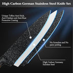 Vvwgkpk 12-Piece Kitchen Knife Set with Wooden Block,Professional Chef Knife Sets with steak knives,High Carbon German Stainless Steel Knife with Japanese Designed Wooden Pattern Stainless Handle