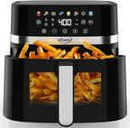 Air Fryer 6.5 QT,8 in 1 with Visible Window,LED display, 400℉ Precise Temperature Control, Shake Reminder&Pre-heat indicator,Metal inner cavity,Nonstick & Dishwasher Safe Basket