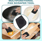Cast Iron Scrubber with Long Handle | 316 Cast Iron Cleaner Chainmail Scrubber for Pan Skillet Cleaner - Dish Scouring Pad Dishwasher Safe Cleaning Kit (Grey, 1 Scrubber + 1 Scraper)