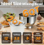 Stand Mixer Set, 6QT Kitchen Mixer with LED Touchscreen, 11-Speed Tilt-Head Mixer with Timer, 4 Preset Menus, Stainless Steel Bowl, Dough Hook, Whisk, Beater,Plus 2QT Ice Cream Maker Attachment