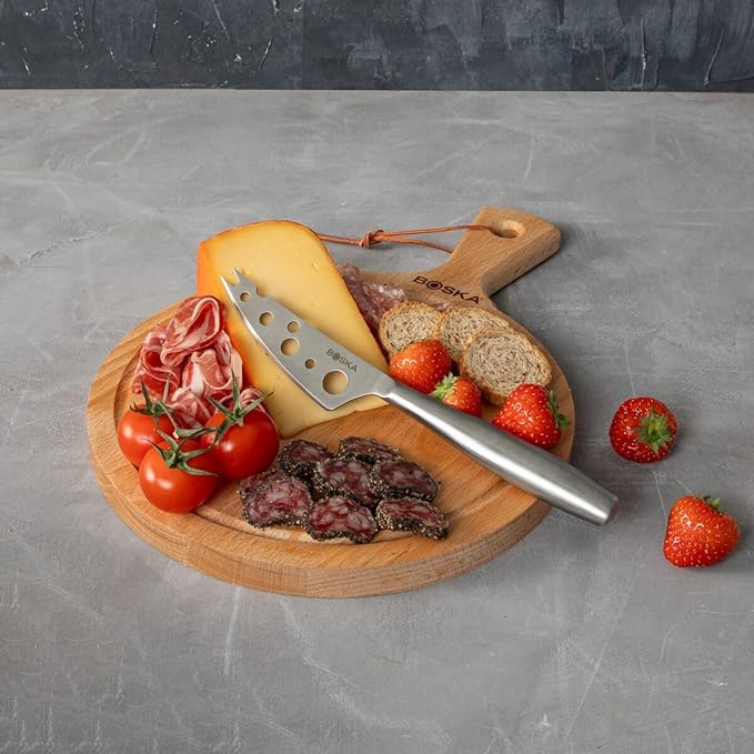 BOSKA Stainless Steel Cheese 3 Knife Set - Copenhagen For All Types of Cheese - Multi-Functional Cheese Slicer - Handheld Slicer - Silver Non-Stick - Dishwasher Safe - For Kitchen Cooking