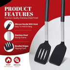 Silicone Spatula Set - Pack of 2 Non Stick Slotted Kitchen Spatulas, Heat Resistant Silicone Turner for Frying, Baking, BPA-Free, Slotted Spatula for Nonstick Cookware