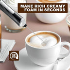 Handheld Electric Milk Frother with 2 Heads, Coffee Whisk Foam Mixer with USB Rechargeable 3 Speeds, Foam Maker Blender for Latte, Cappuccino, Hot Chocolate, Egg (Black with stand)