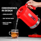 OVENTE 1.8L Electric Kettle, 1500W Fast Boiling Heater for Coffee or Tea, BPA Free, Easy to Fill Lid, Water Level Window, Auto Shut-Off, Boil-Dry Protection and Removable Filter, Red KP413R
