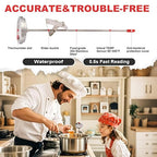 Candy Thermometer Waterproof IP67 - Oil Thermometer for Frying with Clips - 9" Side of Pot Thermometer Deep Fry for Oil Candy Candle BBQ (Silver 2 PCS, 9 inches)