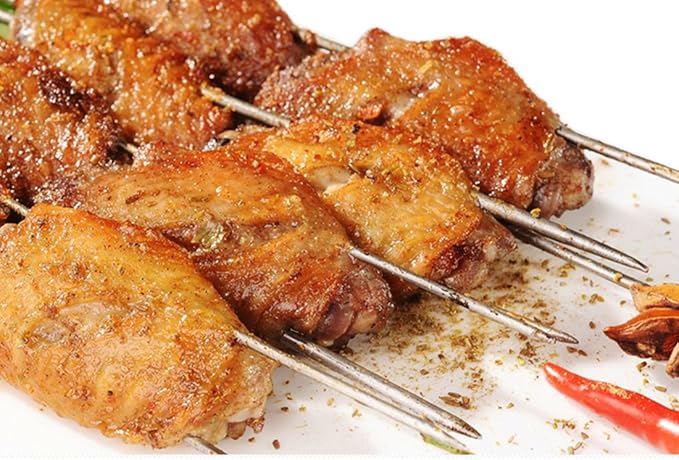 12 Inch Barbecue Skewers, Stainless Steel BBQ Skewers, Shish Kebab Kabob Skewers 12Pcs
