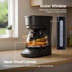 Kismile Compact Coffee Maker with LED Display, Small Drip Coffee Machine with Anti-Drip System, Timer, Auto Shut-Off, Dry-Boil Protection, Removable Funnel, Ideal for Home & Office (Black)