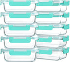 M MCIRCO [10-Pack,22 Oz Glass Meal Prep Containers,Glass Food Storage Containers with lids,Glass Lunch Containers,Microwave, Oven, Freezer and Dishwasher, Green