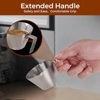 3Pcs Stainless Steel Espresso Cups, Double Spout Metal Espresso Measuring Cup with Handle, Dual Scale Espresso Pouring Cup with V-Shaped Mouth, 3.4oz/100ml (Silver)