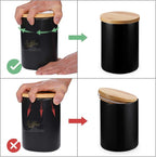Yangbaga Black Ceramic Canister Set for Kitchen-Set of 3 Kitchen Canisters for Countertop with Airtight Wood,Large Kitchen Storage for Flour,Suger,Coffee-Modern Countertop Decor