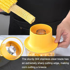 Corn Cob Stripper, Corn Peeler for Corn on the Cob, Quick Corn Cutter Tool, Corn shucker off the Cob with Bowl & Safety Handle [Yellow]