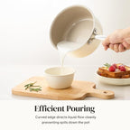 Redchef Nonstick Ceramic Sauce Pan With Lid, 3.5QT Small Cooking Pot with Stay-Cool Handle, Kitchen Non Toxic Soup Pot, PTFE & PFOA Free, Oven & Dishwasher Safe, Compatible with All Stovetops-Beige