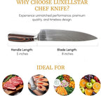 Chef Knife 8 Inch High Carbon Japanese Steel Ultra Sharp with Ergonomic Pakka Wood Stylish Handle, Durable 5CR15 Grade Blade Razor Edge, Gift Box for Family and Friends