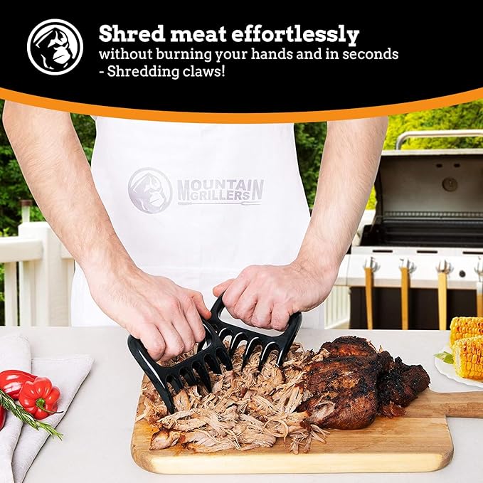 Mountain Grillers Meat Claws - Pulled Pork Shredder Tools for BBQ - Bear Claws for Shredding Meat on Grill, Smoker, or Barbecue - Heavy Duty Grilling Accessories - Pack of 2, Black