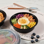 CIAO! 24oz Heavy Weight Injection Molded Microwavable Black Round Food Container with Lid (150/case)