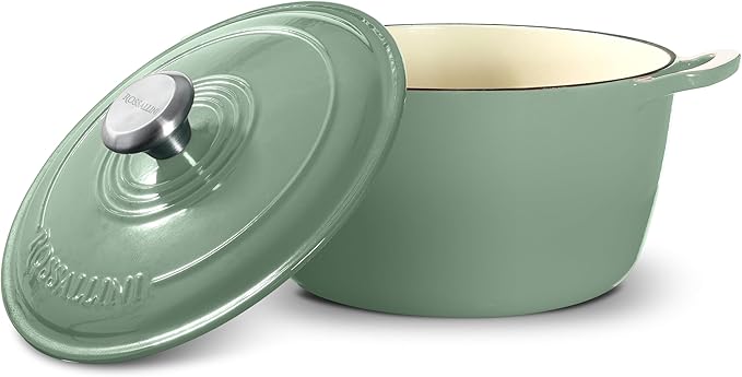 Signature Enameled Cast Iron Dutch Oven, Non-Stick Serving Pot with Tight Fitting Lid for Perfect Roasting, Baking, Sauteing, and Bread Making | 7.4Q (7L) - Sage