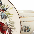 Lenox 894540 Winter Greetings 12-Piece Dinnerware Set, Red & Green, 12 Count, Christmas, Holiday Hosting