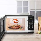 BLACK+DECKER EM031MB11 Digital Microwave Oven with Turntable Push-Button Door, Child Safety Lock, 1000W, 1.1cu.ft, Black & Stainless Steel, 1.1 Cu.ft