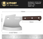 Kitory Meat Cleaver, Heavy Duty Bone Chopper Cleaver Knife, Full -Tang Axes Shape Super thick Blade, Bone Breaker, Butcher’s Kitchen Knife for Meat Cutting, Black Wenge Wood Handle -2025 Gifts