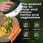 Stainless Steel Mezzaluna Salad Chopper Knife – Double Blade Herb Mincer with Protective Cover and Ergonomic Handles for Chopping Herbs, Vegetables, and Salad