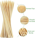 Bamboo Candy Apple Skewer Sticks Semi Pointed, 5mm 5.5inch Cotton Rock Candy Caramel Lollipop Sticks, Natural Wooden BBQ Barbecue Skewer for Corn Dog 50 PCS