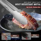 Walfos Kitchen Tongs for Cooking, 600℉ Heat Resistant Stainless Steel Tongs, All Metal Heavy Duty Tongs For Food ,BBQ Grilling - 7 ，9 and 12 Inch ,Set of 3