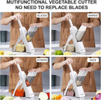 Safe Mandoline Slicer for Kitchen, Meal Prep, Potato Slicer, Adjustable/Easy to Clean/Storage, Kitchen Chopping Artifact, French Fry Cutter, Paring Knife/Cleaning Brush (only Slice, White)
