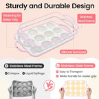 Silicone Muffin Pans for Baking 2 Pack, 2.6 Inch with Metal Reinforced Frame, Regular Size Nonstick Silicone Cupcake Pan for Baking Homemade Muffins, Cupcakes, Dishwasher Safe BPA Free-Pink