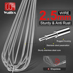 Walfos Whisks Large Whisk Set of 2, Heavy Duty Stainless Steel Wire Whisk Ideal For Beating Eggs, Mixing Batter & Blending Sauces.（13in+17in)
