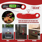Meat Thermometer Digital - Instant Read Waterproof Food Thermometer with Backlight for Cooking, Grill, Candy, Kitchen & Stocking Stuffers for Men - Red