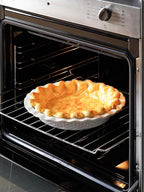 LE TAUCI Pie Pans for Baking 9 Inch, Ceramic Pie Plate for Apple Pie, Round Baking Dish Oven Safe, Embossment Housewarming Wedding Present - 36 OZ, Set of 1, Honey Comb, Arctic White