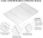 Deedro Baking Sheet with Rack Set [2 Sheets + 2 Racks], Stainless Steel Baking Pan Cookie Sheets Oven Tray with Cooling Rack, 16 x 12 x 1 Inch, Heavy Duty, Non-toxic, Easy Clean